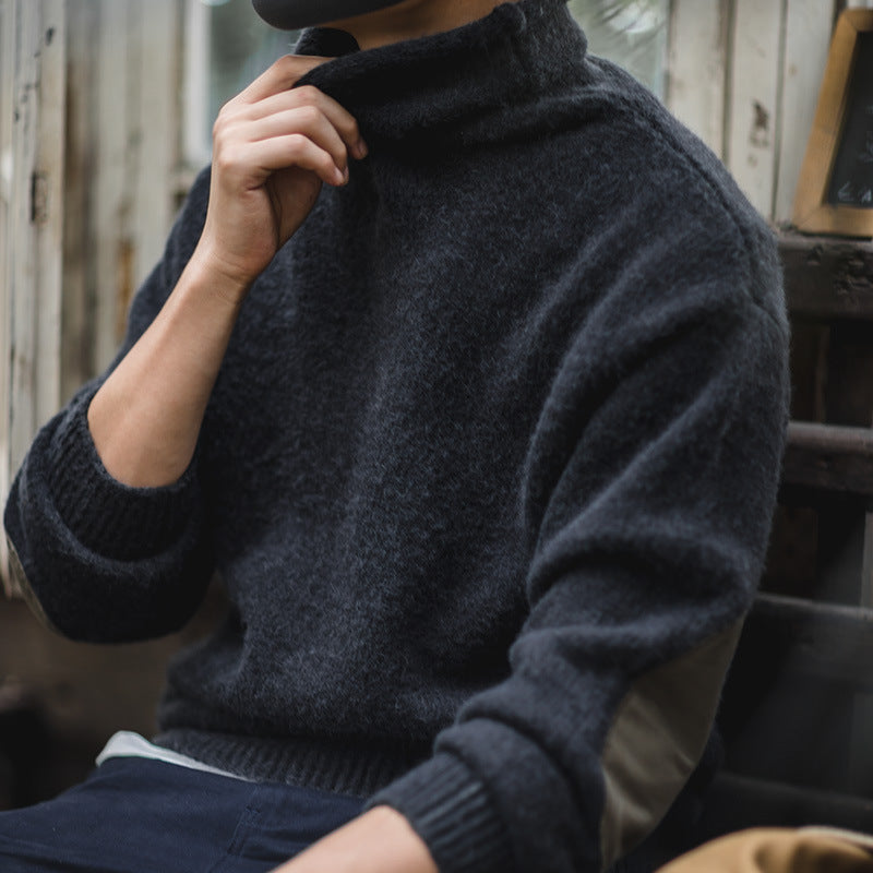 Men’s American Retro Velvet Turtleneck Sweater Warm