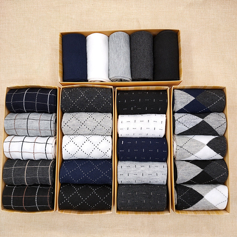 (5-Pair)- Business Mens Cotton Socks Gift Box – Simple & Classy