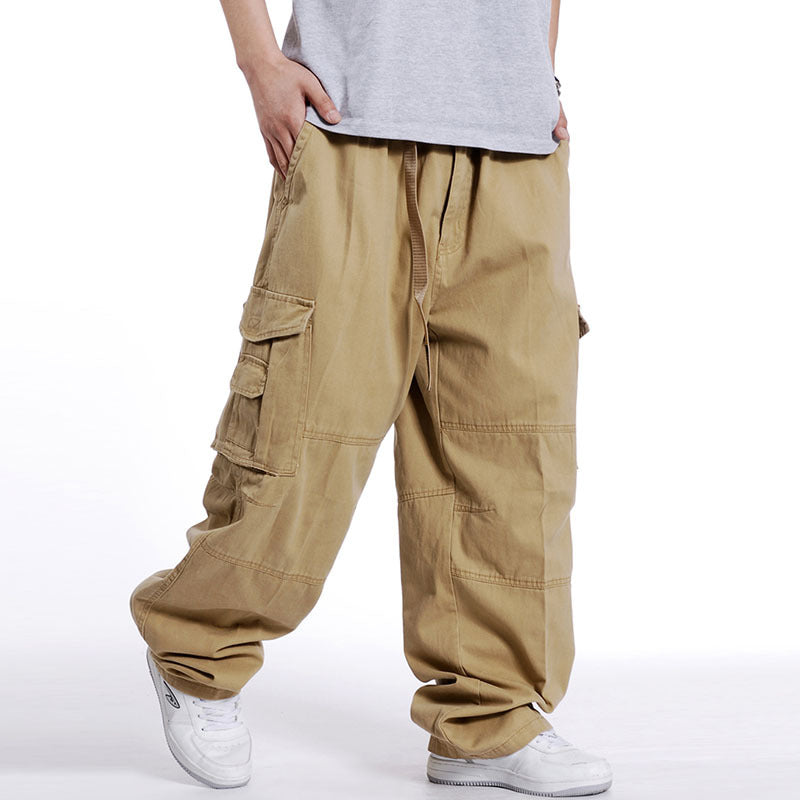 Plus Size Cargo Pants Men’s Wide Leg Hip-Hop Overalls