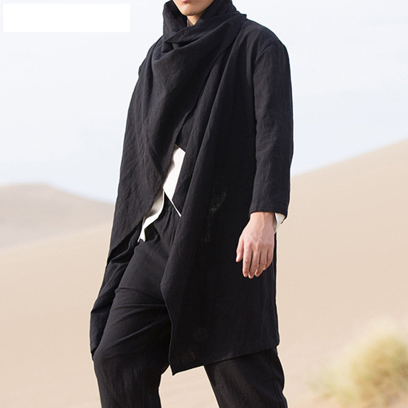 Men’s Asymmetrical Cloak Jacket – European Cotton Linen