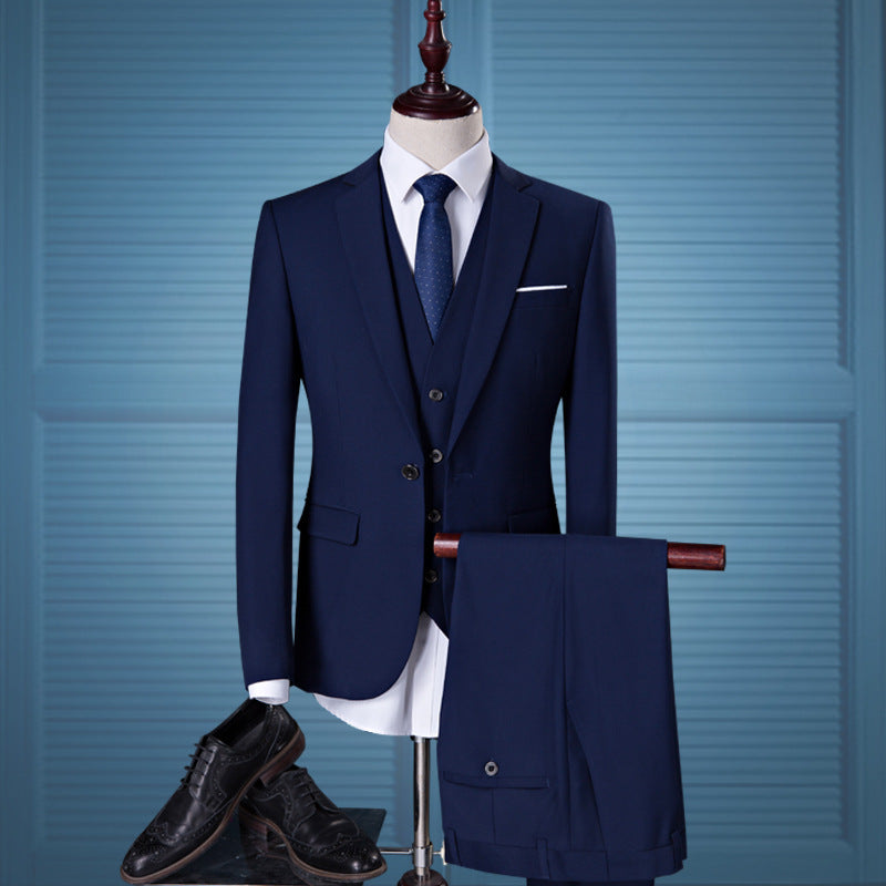 Men’s Plaid Three-Piece Groom & Best Man Suit – British Style