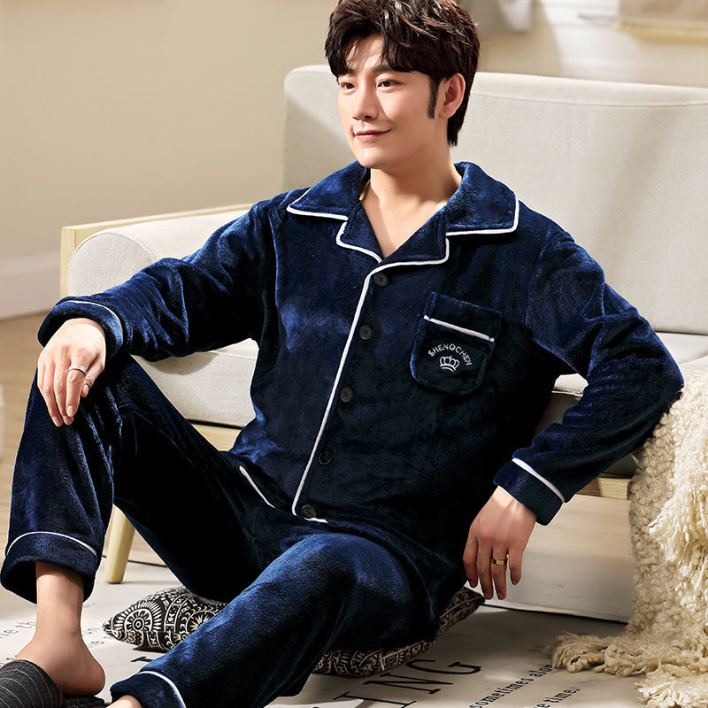 Men’s Coral Fleece Loungewear – Thick Winter Set