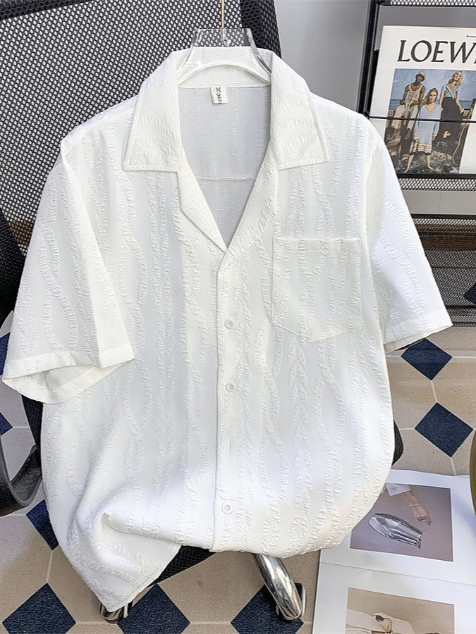 Cuban Collar Jacquard Beach Shirt