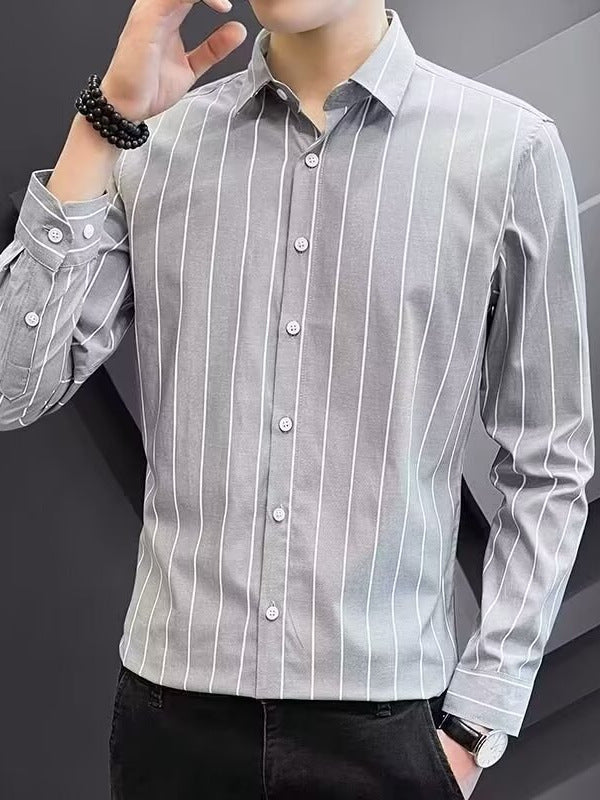 Slim Fit Striped Business Casual Shirt