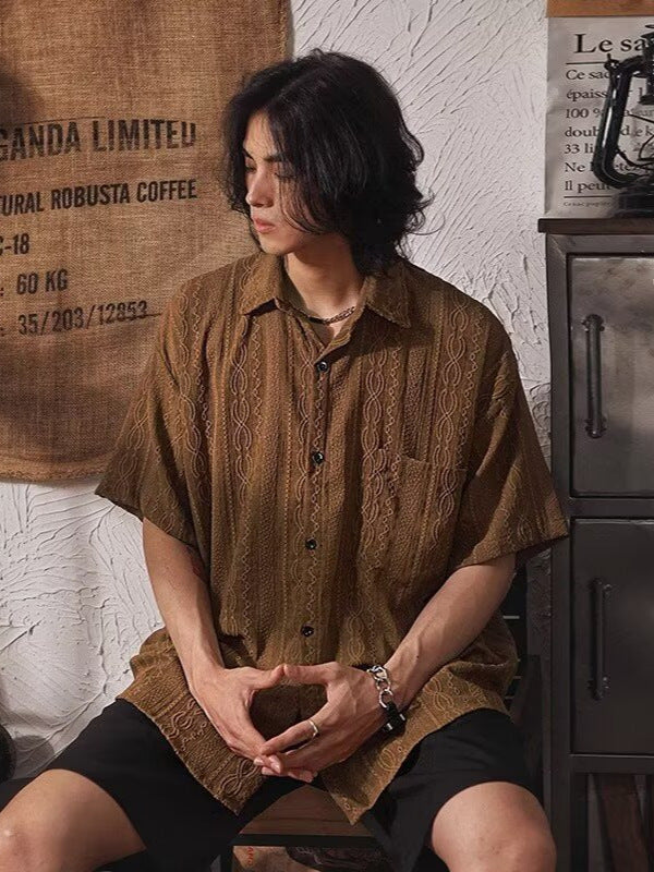 Ethnic Hollow Japanese Retro Short Sleeve Shirt