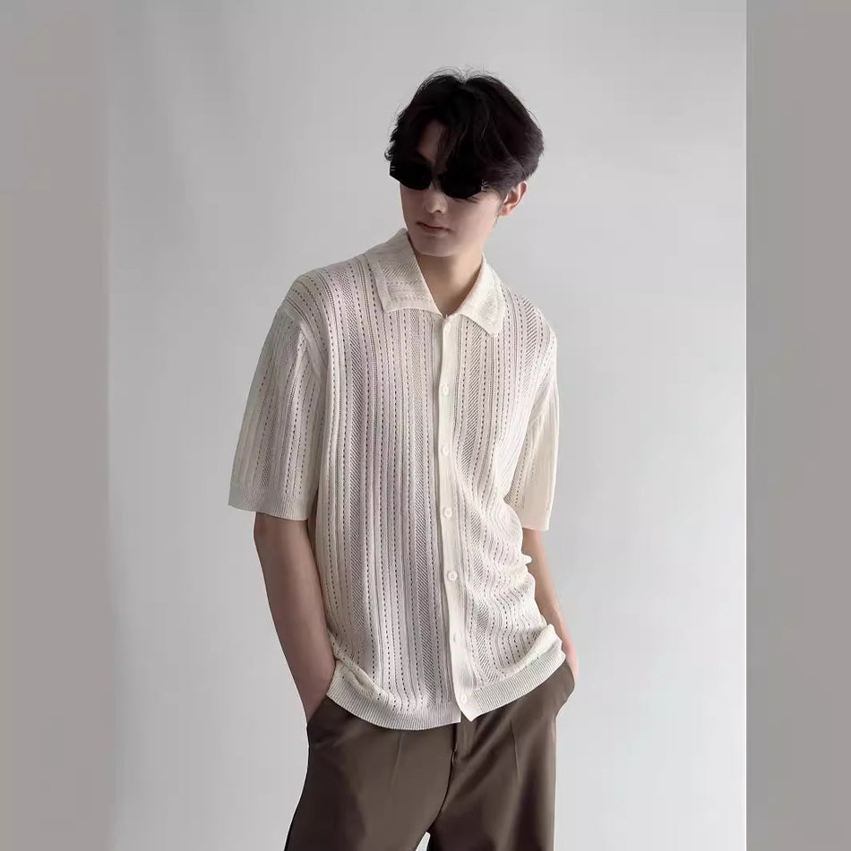 Vintage Hollow Lace Knit Summer Shirt