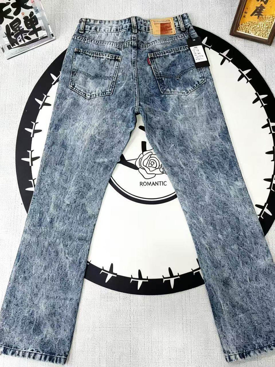Snowflake Marbling 517 Jeans Cleanfit Style Micro-Pull Top Men's Commuter All-Match Trousers Slim-Fit Washed