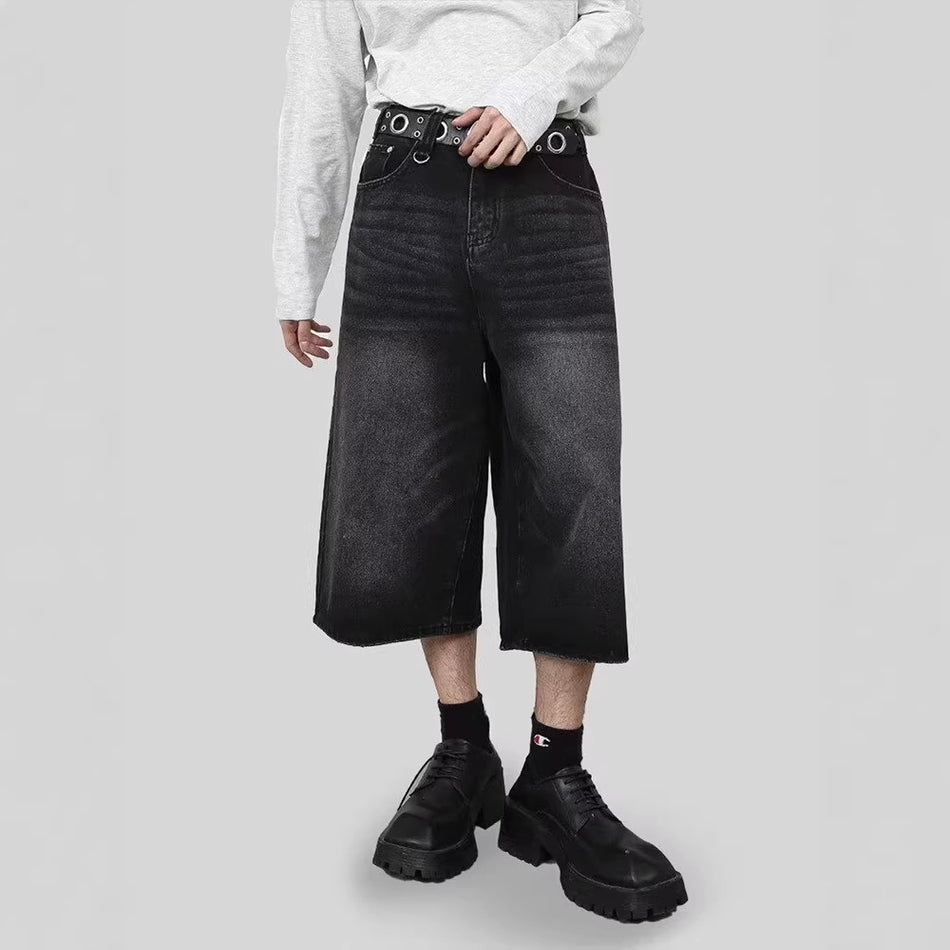 Unisex Retro Wide-Leg Cropped Jeans