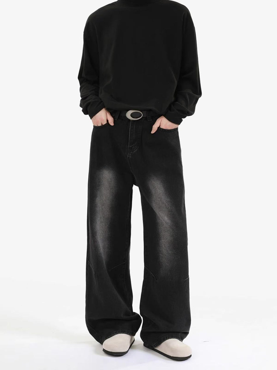 Unisex Washed Straight Jeans – American High Street Clean Fit