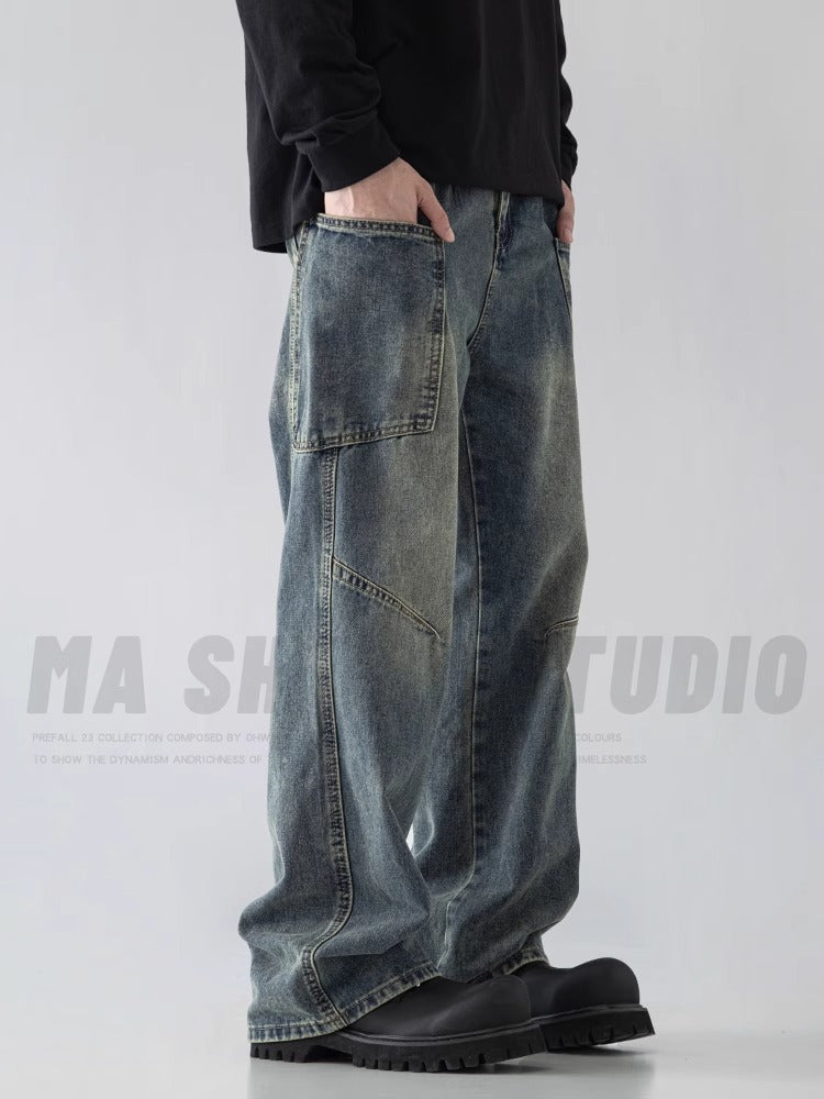Retro Multi-Pocket Loose Men’s Cargo Jeans