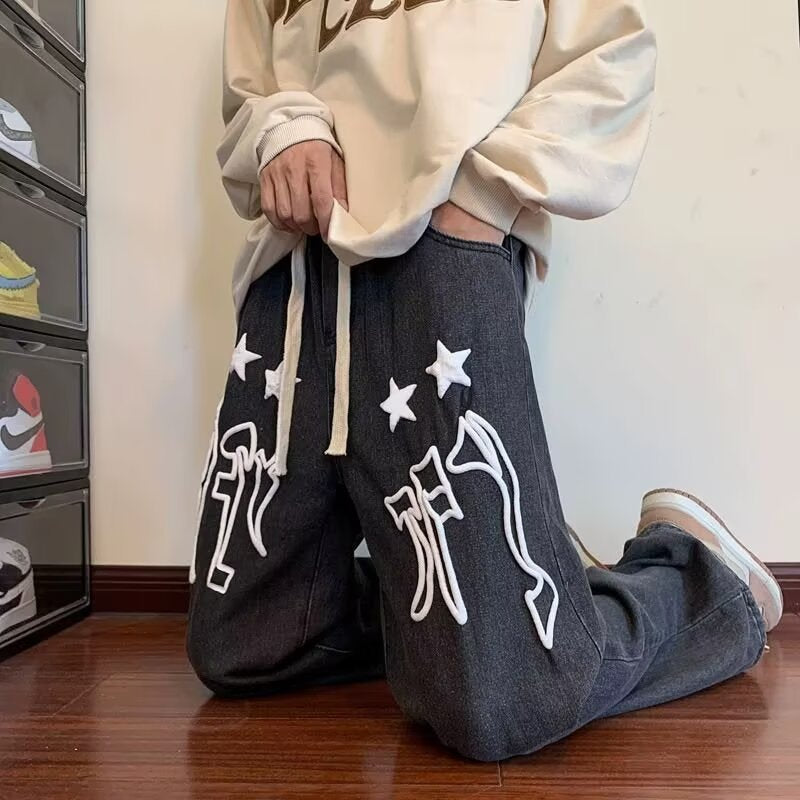 Retro Wide-Leg Cotton Men’s Casual Jeans Pants