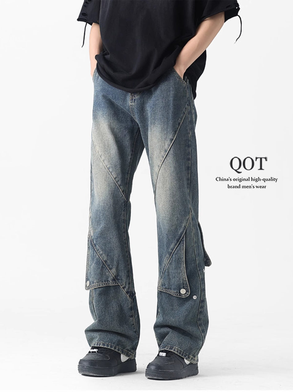 Retro Blue Wide-Leg Men’s Fashion Flared Jeans