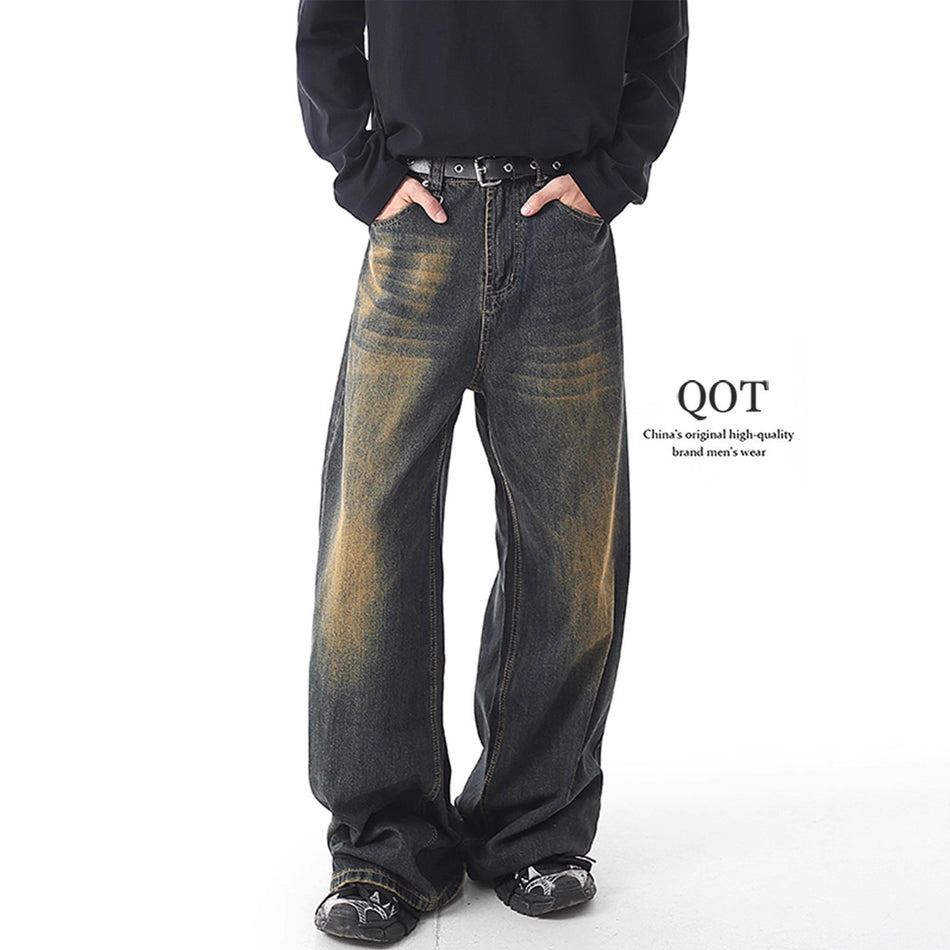 Retro Washed Loose Wide-Leg Men’s Mop Jeans Pants