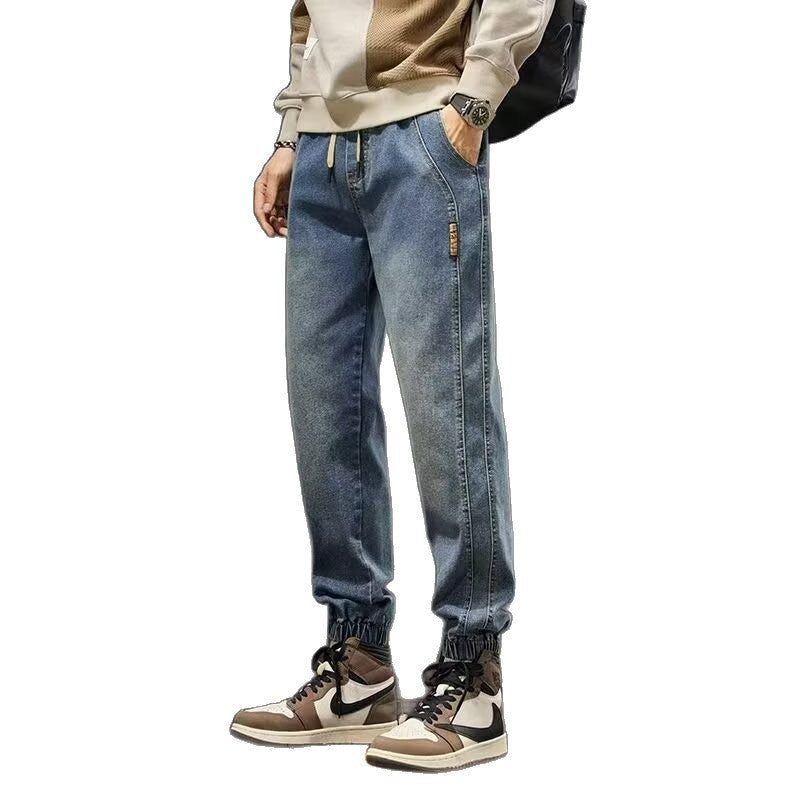 American Style Elastic Waist Jogger Jeans Pants Men