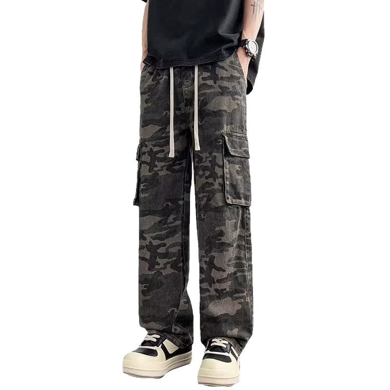 Camouflage Cargo Wide-Leg Men’s Casual Jeans Pants