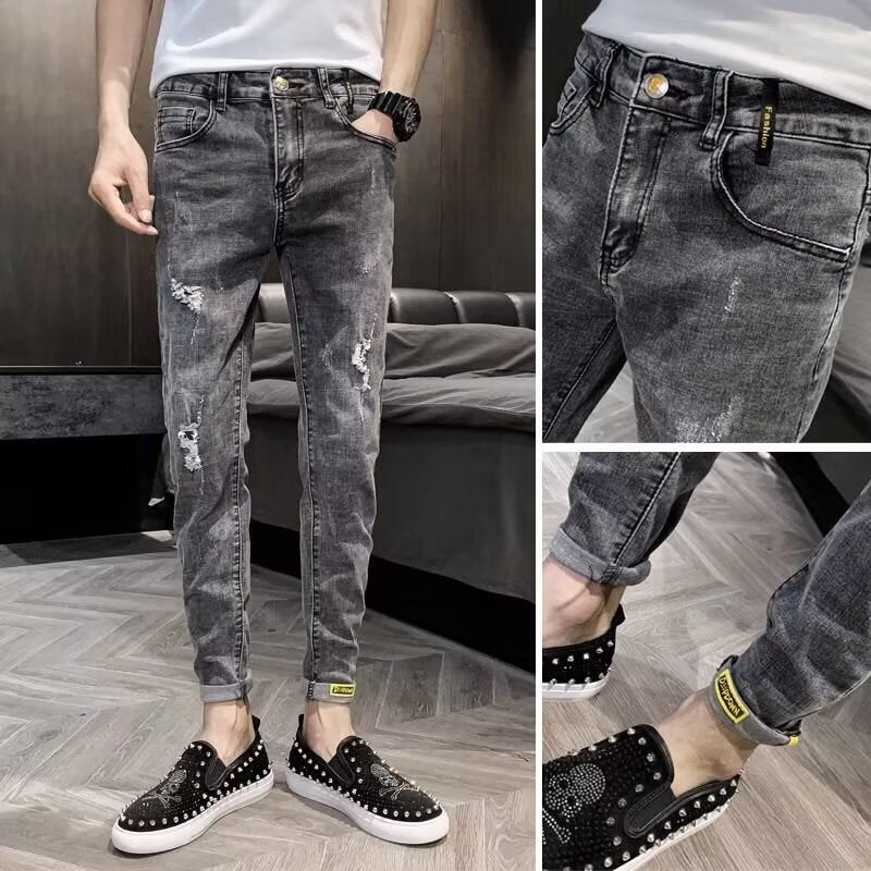 Black Slim Fit Korean Style Men’s Casual Jeans Pants