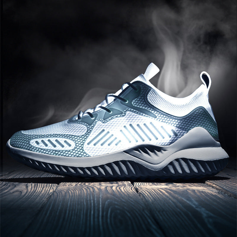 Breathable Mecha Flying Knit Thick Sole Couple Sneakers