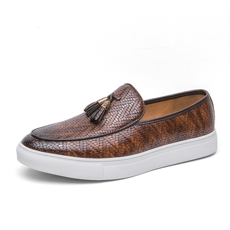 British Style Slip-On Tassel Leather Loafers for Men Casual Shoes