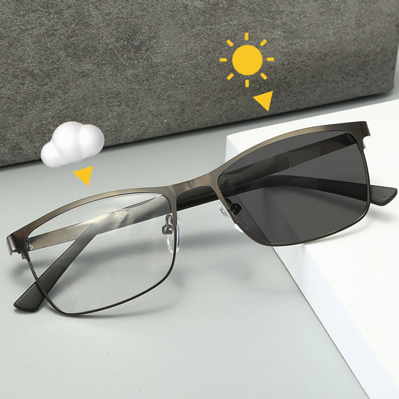 Dual-Use Photochromic Anti-Blue Light Metal Frame Glasses