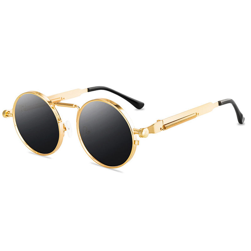 Classic Round Steampunk Polarized Sunglasses with Spring Hinges