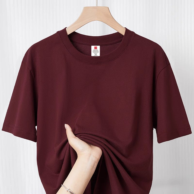 American Heavy Cotton Loose Fit Solid T-Shirt Men 200g Summer Tee