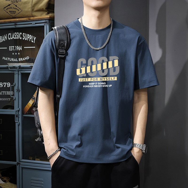Pure Cotton Loose Fit Printed Round Neck T-Shirt Men