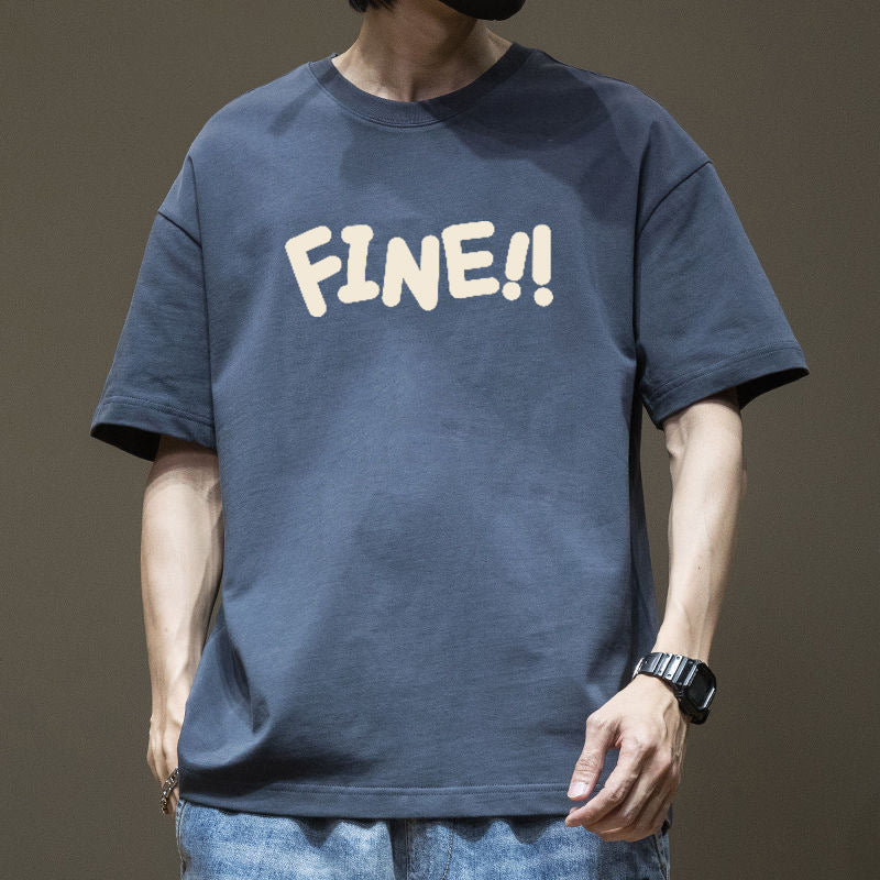 Pure Cotton Loose Fit Printed Round Neck T-Shirt Men