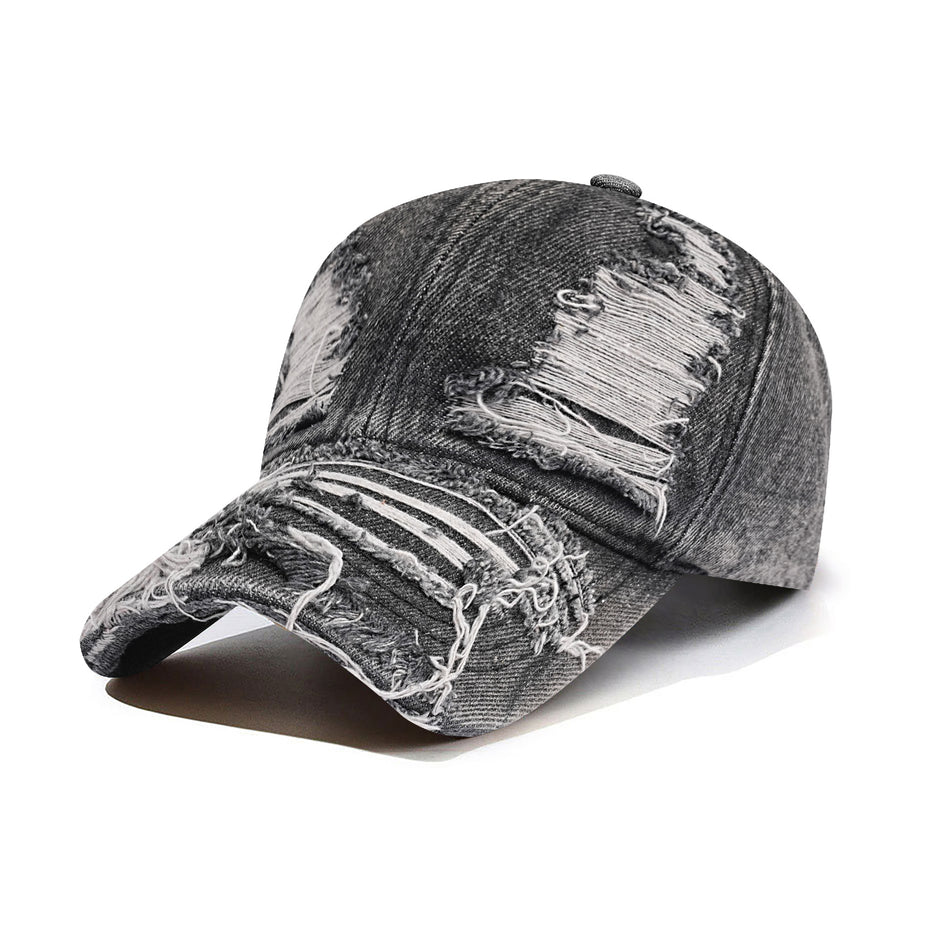 Distressed Denim Baseball Cap Washed Cotton Vintage Sun Hat