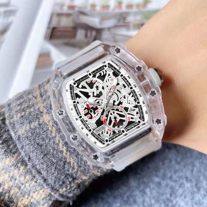 ZIDO Men's Premium Barrel-Shaped Hollow Automatic Quartz Watch (Model 1702)