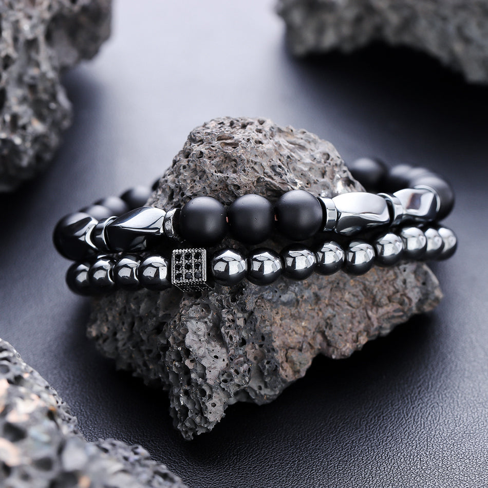 Unisex Premium Twist Black Stone Dark Style Cold-Aesthetic Bracelet