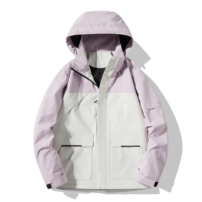 Unisex Waterproof Hooded Outdoor Jacket Loose Fit Windbreaker