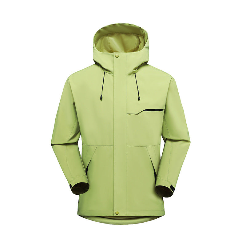 Unisex Three-in-One Hooded Waterproof Outdoor Jacket Loose Fit Coat