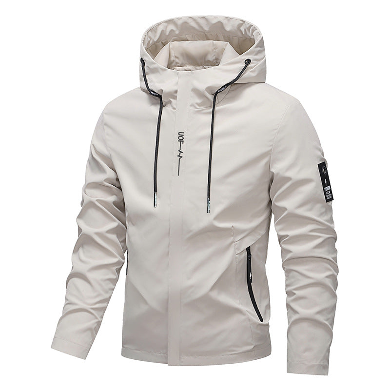 European Size Hooded Slim Fit Casual Jacket Men's Lightweight Coat