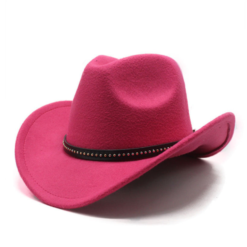 Unisex Wool Felt Cowboy Jazz Hat Vintage Western Style Fedora