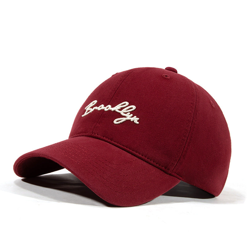 Unisex Cotton Embroidered Baseball Cap Korean Style Adjustable Sunshade Hat