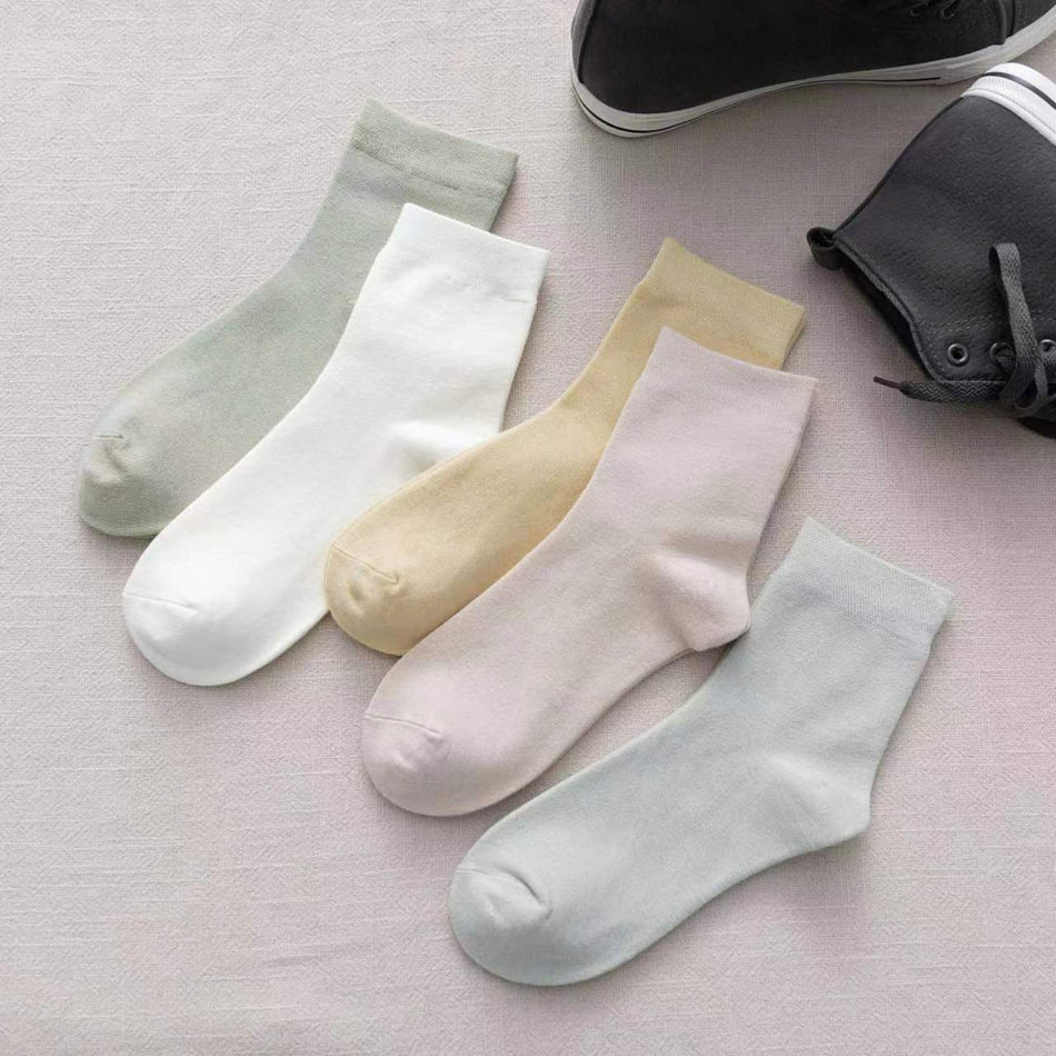 Women’s Bamboo Fiber Mid-Calf Socks Breathable Solid Color- Pack of 10