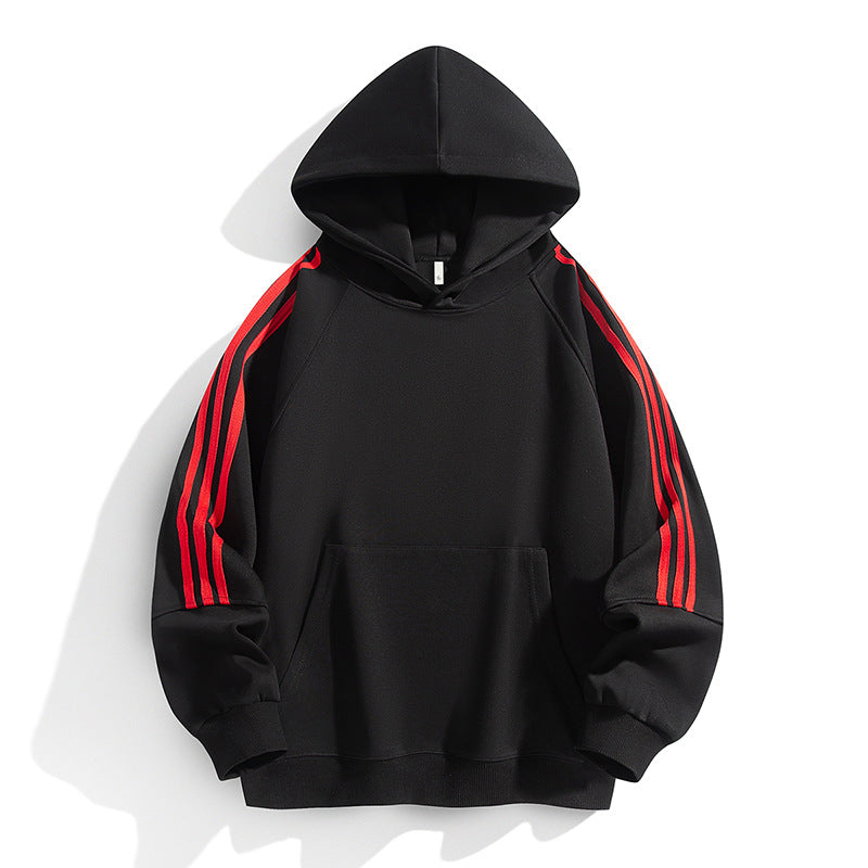 Unisex Striped Couple Hoodie Spring Autumn Sports Casual Sweatshirt