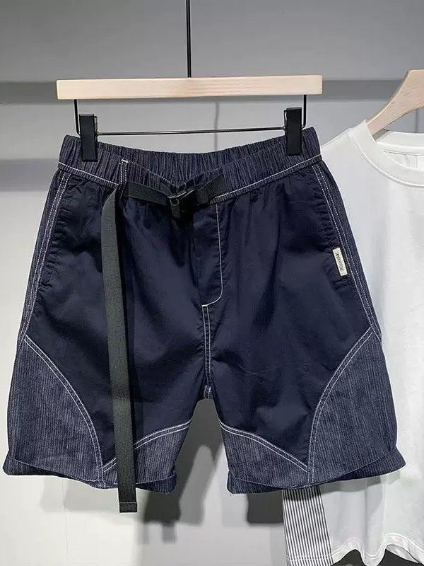 Color-Blocked Denim Men’s Loose Fit Casual Shorts