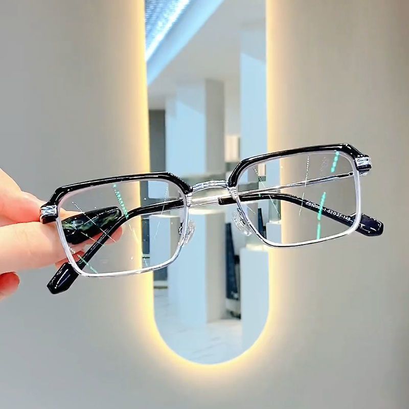 Retro Square Blue Light Reading Glasses with Eyebrow Frame