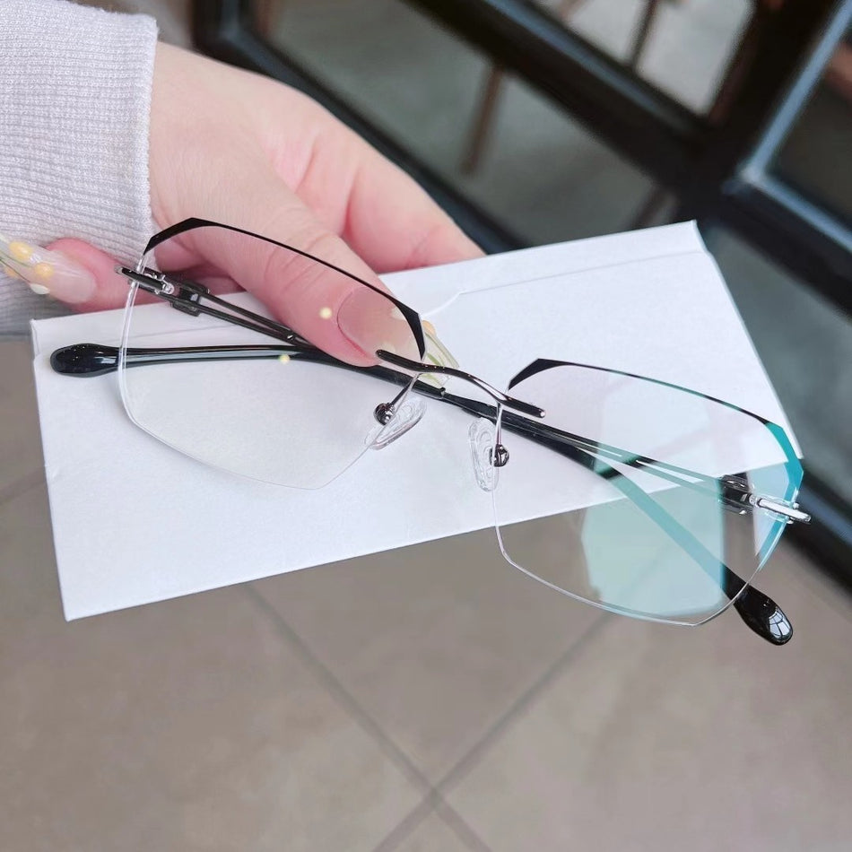 Rimless Metal Blue Light Reading Glasses for Men
