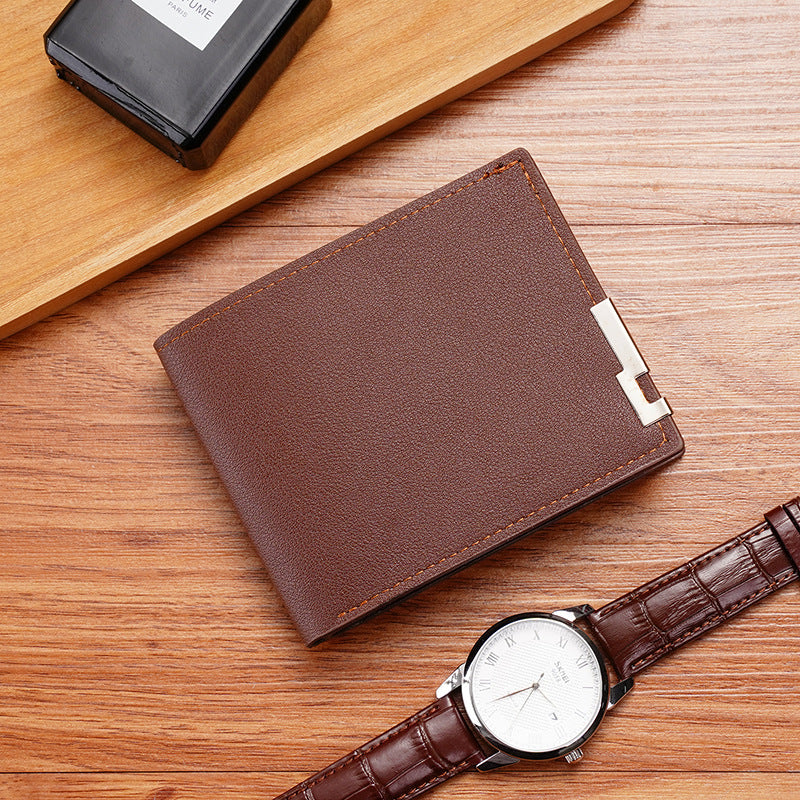Carpenter Fort Men's Short PU Wallet, Korean Style Multi-Card