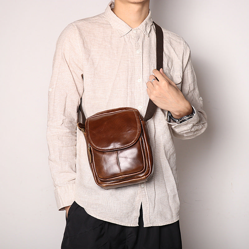 Autumn Products Men's Cowhide Messenger Bag, iPad Capacity
