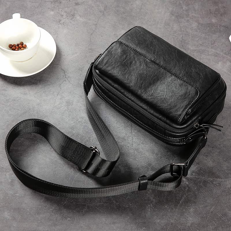 Eaton Wig Men's PU Crossbody Bag, Korean Flip-Top Style