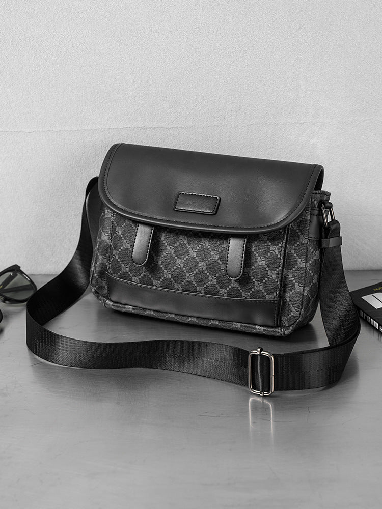 Etonweag Men's PU Plaid Crossbody Bag, Riding Backpack Style