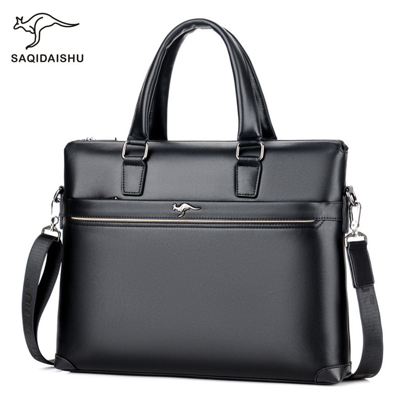 Saqidaishu Men's PU Business Briefcase, Large Capacity 15-Inch