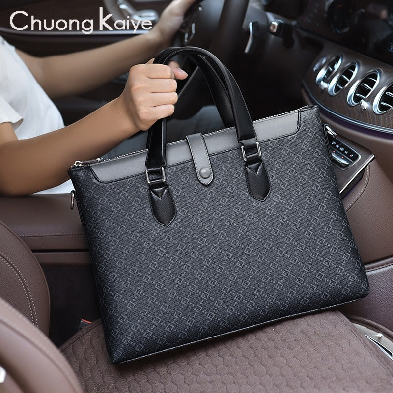 Chuongkaiye Men's PVC Business Briefcase, 15-Inch Laptop Bag