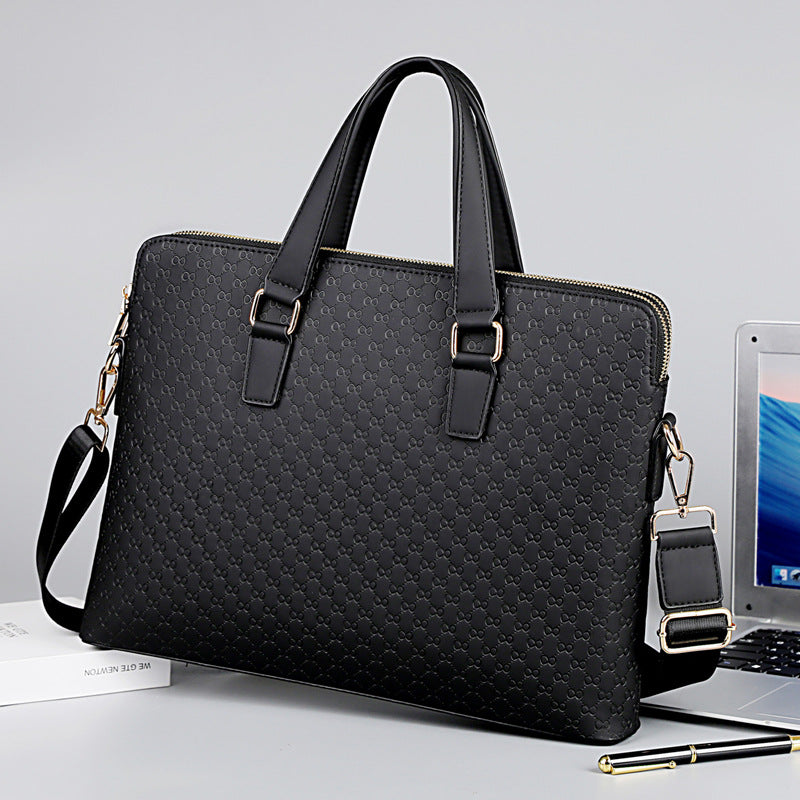 CaruiKater Men's PU Business Briefcase, Horizontal Handbag