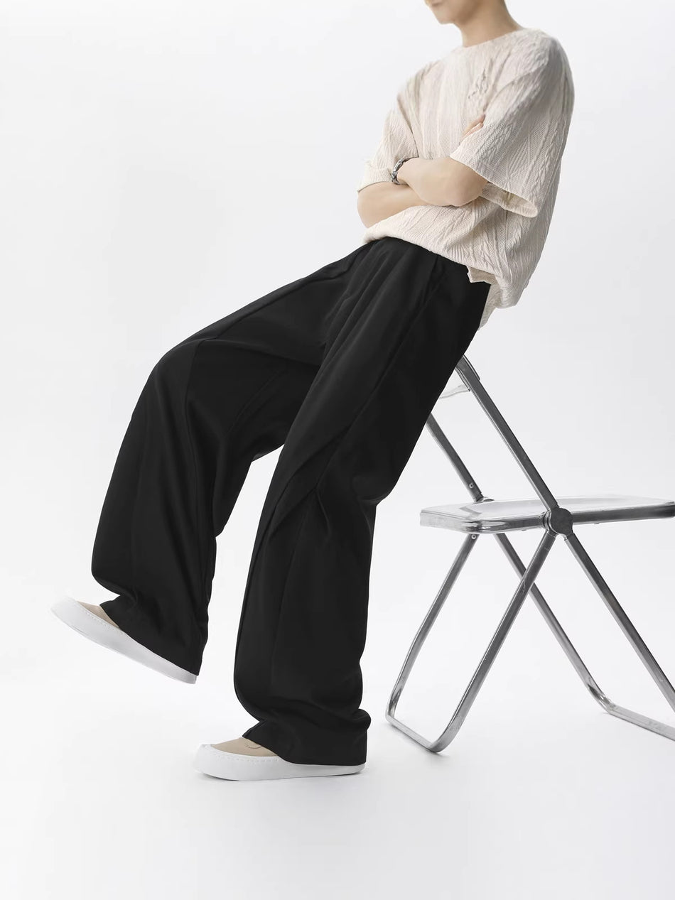 Address Deconstructed Wide-Leg Pants, Drapey High-Waisted