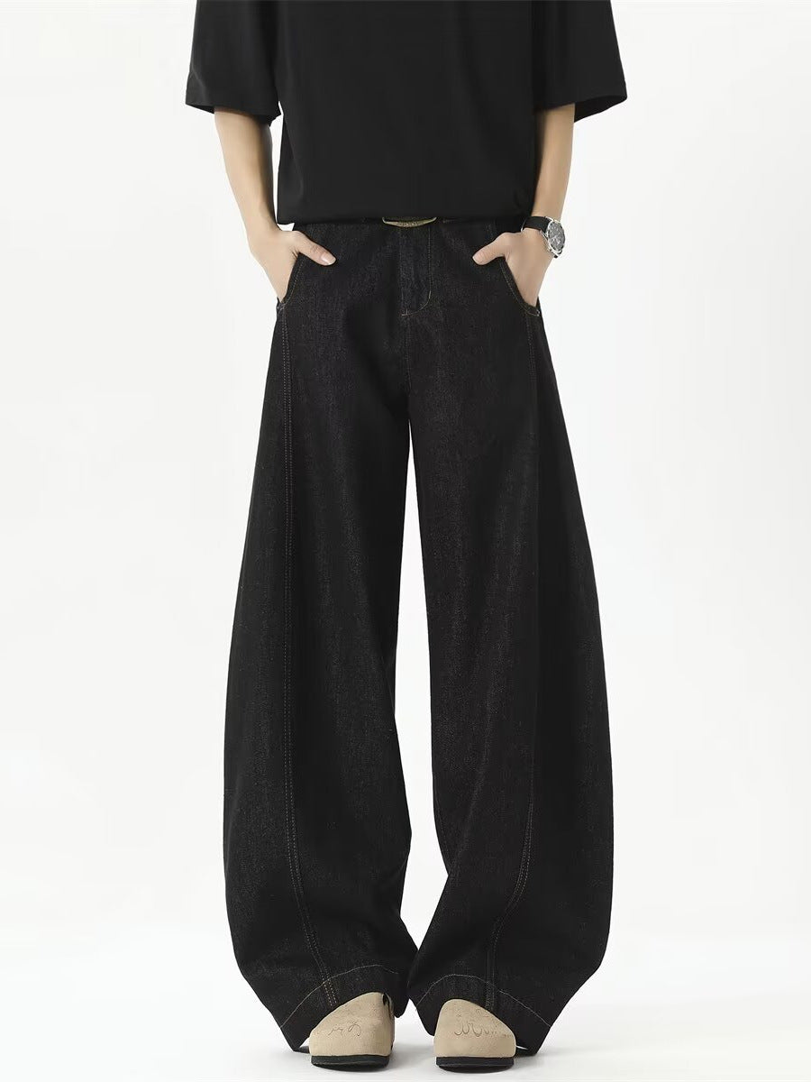 Unisex American Retro Machete Jeans, Distressed Wide Leg
