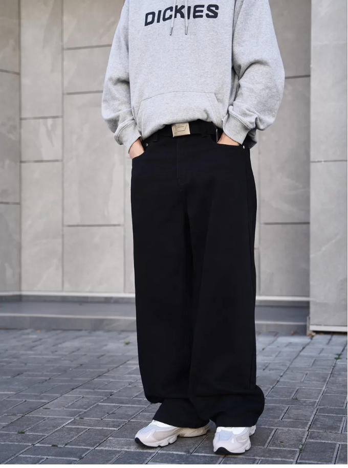 Unisex Baggy Jeans, Hip Hop High-Waisted Straight Denim